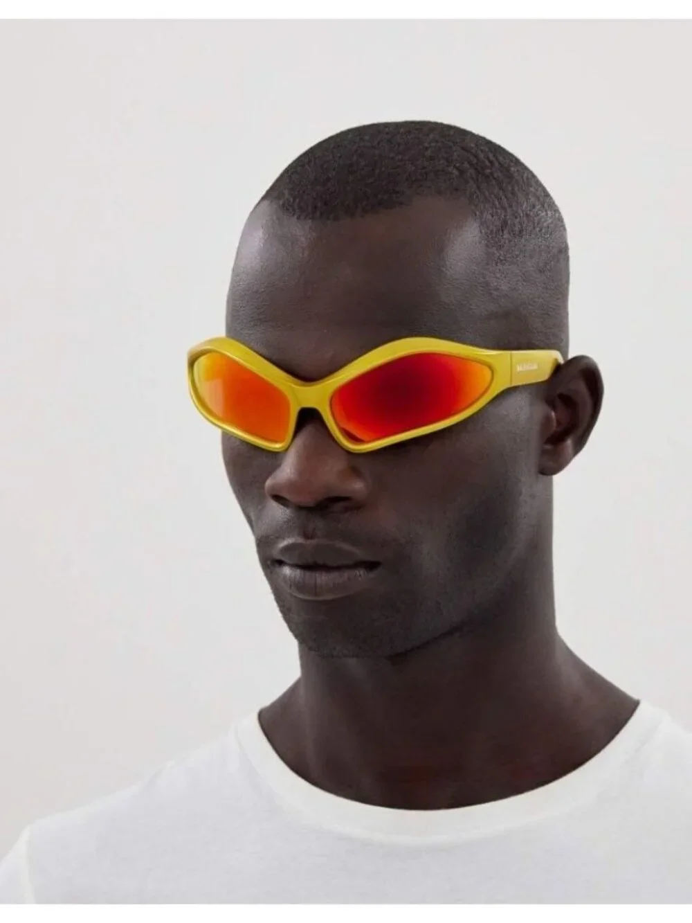 NEW BALENCIAGA BB0314S 004 YELLOW GEOMETRIC UNISEX SUNGLASSES BALENCIAGA EYEWEAR